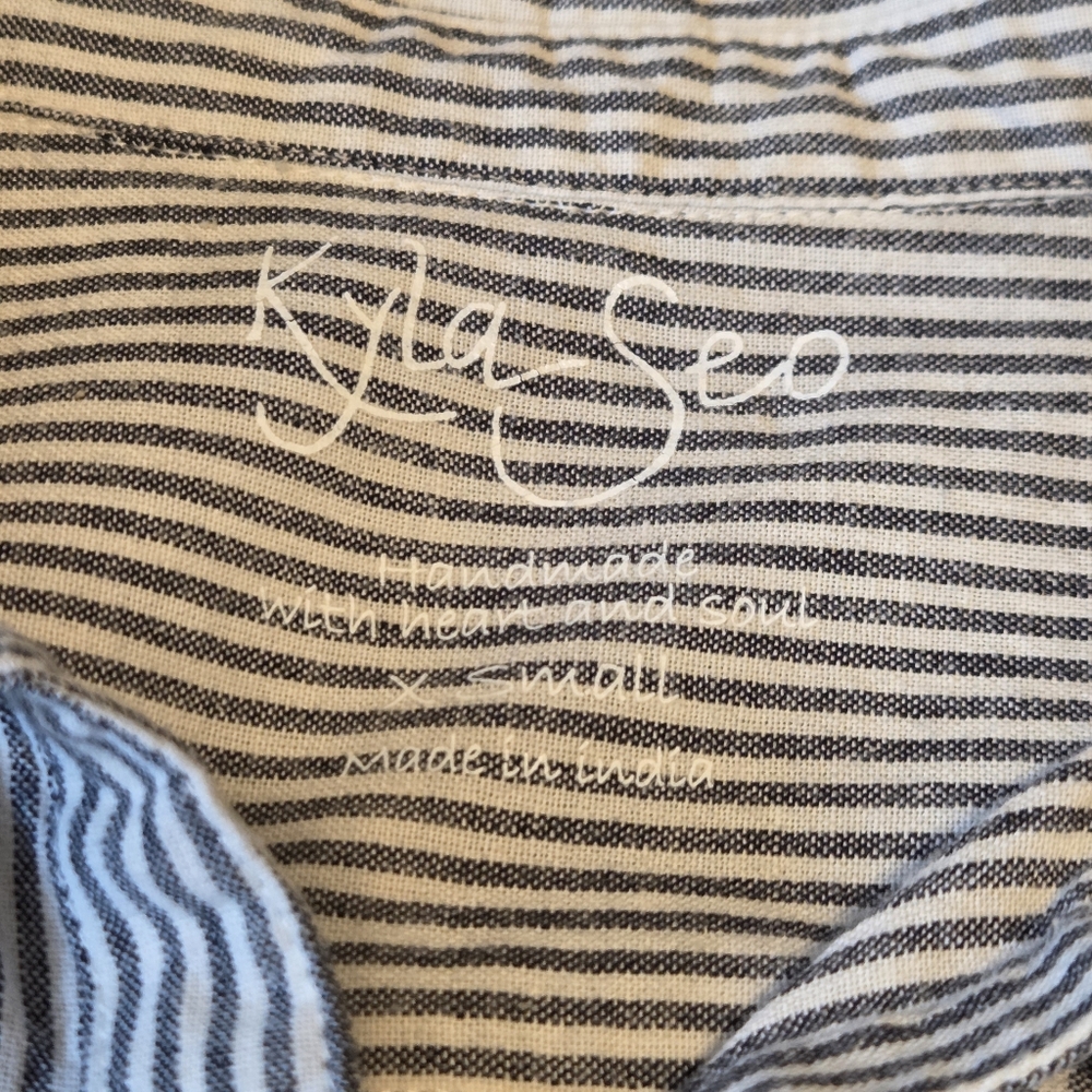Anthropologie Kyla Seo Caite Deja Floral Embroidered Tunic Striped Top - Picture 15 of 16